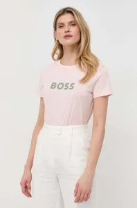 Bavlněné tričko BOSS růžová barva #3829090