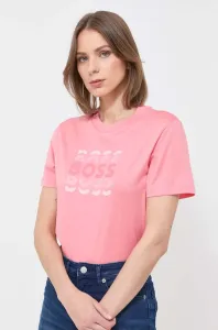 Bavlněné tričko BOSS růžová barva #5336496