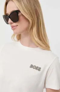 Bavlněné tričko BOSS x Alica Schmidt béžová barva