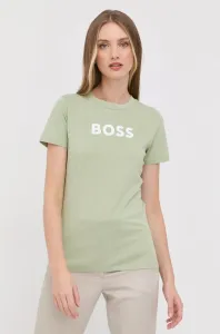 Bavlněné tričko BOSS zelená barva #1998651