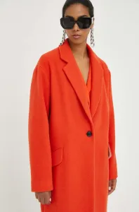 Kabát s příměsí vlny BOSS oranžová barva, přechodný, oversize #5963212