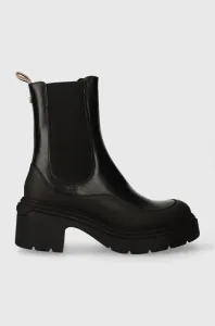 Kožené kotníkové boty BOSS Carol dámské, černá barva, na podpatku, 50503738