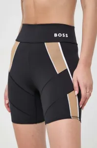 Kraťasy BOSS x Alica Schmidt dámské, černá barva, vzorované, high waist