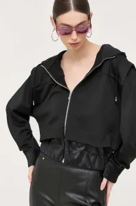 Mikina BOSS dámská, černá barva, s kapucí, hladká #5983690