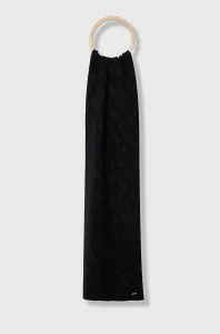 Šátek z vlněné směsi BOSS černá barva, vzorovaný #5971930