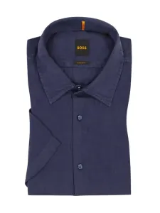Nadměrná velikost: Boss Orange, Košile s krátkým rukávem ze lnu, regular fit Námořnická Modrá