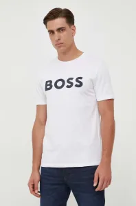 Bavlněné tričko BOSS BOSS CASUAL béžová barva, s potiskem #4884670
