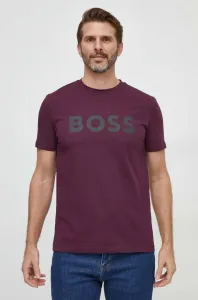 Bavlněné tričko BOSS BOSS CASUAL fialová barva, s potiskem #6132547