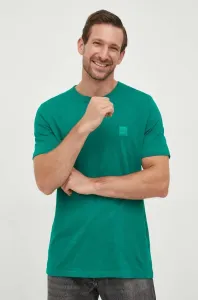 Bavlněné tričko BOSS BOSS CASUAL zelená barva, s aplikací