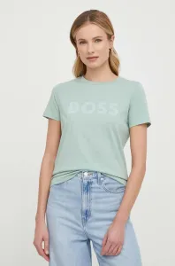 Bavlněné tričko Boss Orange zelená barva, 50501139