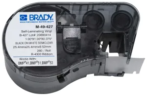 Brady M-49-427 Label, 25.4 X 25.4Mm, Vinyl, Clear/white