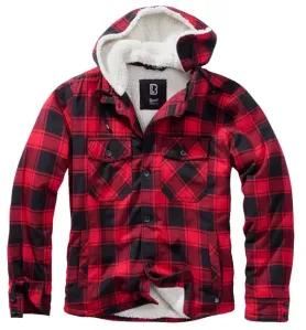 Brandit Lumberjacket bunda s kapucí, červeno-černá - 3XL