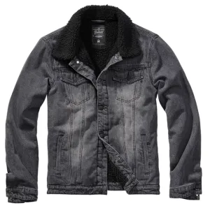 Brandit Sherpa denim bunda s kožešinou, černá - XL