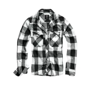 Brandit Kostkovaná košile s dlouhým rukávem, bílá/černá - 4XL