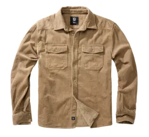 Manšestrová košile Brandit Corduroy Classic s dlouhým rukávem, velbloudí barva - XXL
