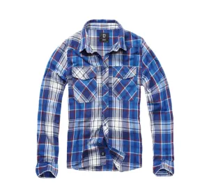 Brandit Kostkovaná košile s dlouhým rukávem, tmavě modrá - 3XL