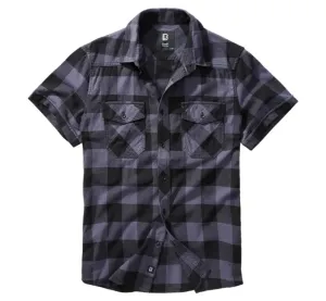 Brandit Kostkovaná košile s krátkým rukávem, černá/šedá - 4XL