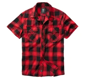 Brandit Kostkovaná košile s krátkým rukávem, červená/černá - XXL