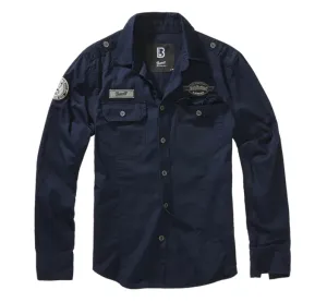 Košile Brandit Luis Vintage s dlouhým rukávem, námořnická modř - 6XL