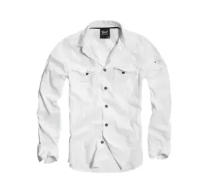 Košile Brandit Slim Fit s dlouhým rukávem, bílá - 5XL
