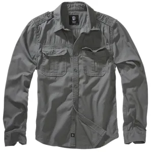 Košile Brandit Vintage s dlouhým rukávem, uhlíkově šedá - 3XL