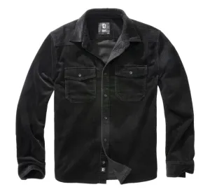 Manšestrová košile Brandit Corduroy Classic s dlouhým rukávem, černá - 3XL