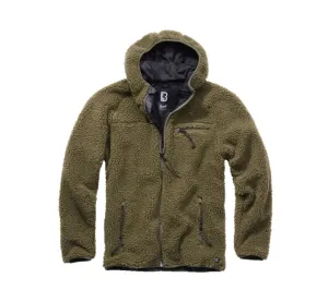Brandit fleecová bunda s kapucí Teddyfleece Worker, olivová - 5XL
