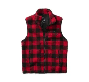 Fleecová vesta Brandit Teddyfleece, červená/černá - 3XL