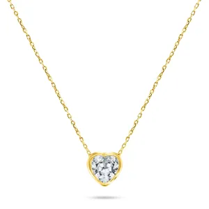 Brilio Silver Blyštivý pozlacený náhrdelník se třpytivým srdíčkem NCL69Y