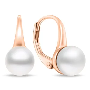 Brilio Silver Bronzové perlové náušnice EA938R #5510560