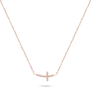 Brilio Silver Bronzový náhrdelník Křížek se zirkony NCL57R