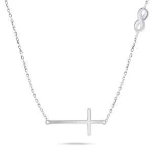 Brilio Silver Dámský stříbrný náhrdelník s křížem NCL89W