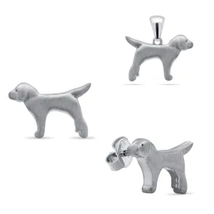 Brilio Silver Designový stříbrný set šperků Pes SET210W (přívěsek, náušnice)