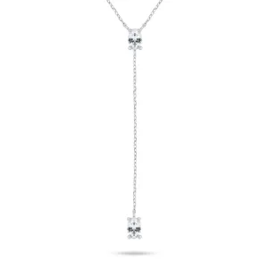 Brilio Silver Dlouhý stříbrný náhrdelník se zirkony NCL145W