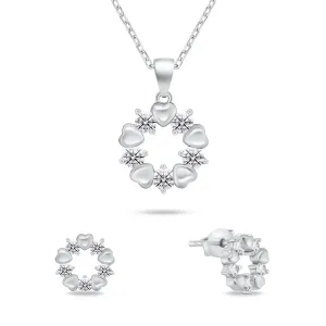 Brilio Silver Něžný stříbrný set šperků se zirkony SET239W (náušnice, náhrdelník)