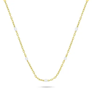 Brilio Silver Pozlacený náhrdelník s bílými kuličkami NCL112Y