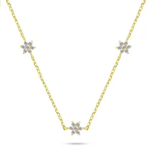 Brilio Silver Půvabný pozlacený náhrdelník se zirkony NCL109Y