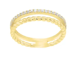 Brilio Silver Půvabný pozlacený prsten se zirkony GR044Y 60 mm