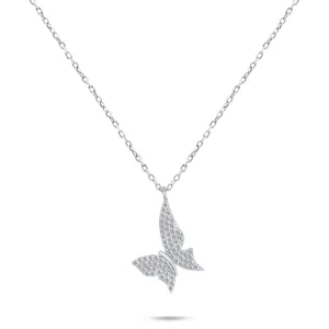 Brilio Silver Půvabný stříbrný náhrdelník s třpytivým motýlkem NCL48W