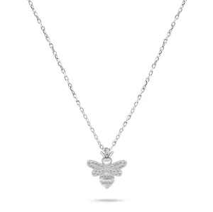 Brilio Silver Slušivý stříbrný náhrdelník Včelka se zirkony NCL88W