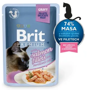 Kapsička Brit Premium Cat Delicate Fillets Salmon pro kastrované kočky 85g