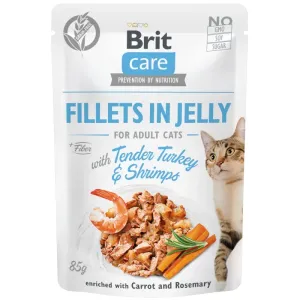 Kapsička Brit Care Cat Fillets in Jelly with Tender Turkey & Shrimps 85g