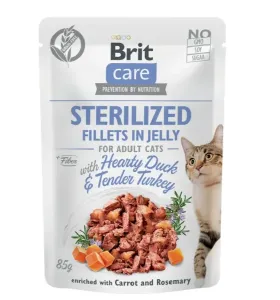 Kapsička Brit Care Cat Sterilized Fillets in Jelly with Hearty Duck & Tender Turkey 85g