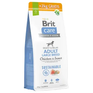 Brit Care granule,  12 kg + 2 kg zdarma - Sustainable Adult Large Breed Chicken & Insect