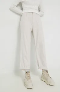Kalhoty Brixton dámské, béžová barva, jednoduché, high waist #4127356