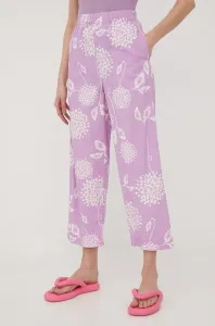 Kalhoty Brixton dámské, fialová barva, jednoduché, high waist #4745499