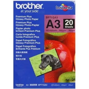 Brother BP71GA3 Glossy Photo Paper, foto papír, lesklý, bílý, A3, 260 g/m2, 20 ks, BP71GA3, inkoustový