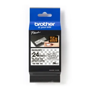 Brother TZe-SE5 Pro Tape, 24mm x 8m, černý tisk/bílý podklad, plombovací, originální páska