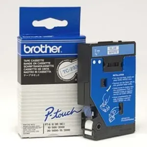 Brother TC-293, 9mm x 7,7m, modrý tisk / bílý podklad, originální páska