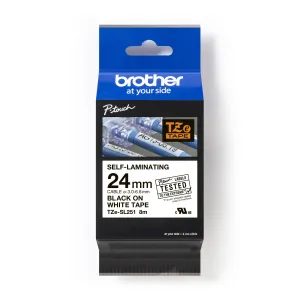 Brother TZ-SL251 / TZe-SL251 Pro Tape, 24mm x 8m, černý tisk / bílý podklad, originální páska